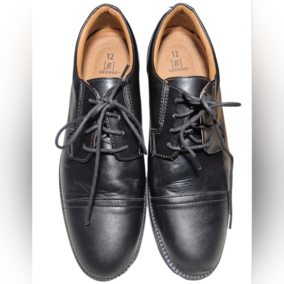 George Black Cap Toe Oxford Mens Dress Shoes - Size 12